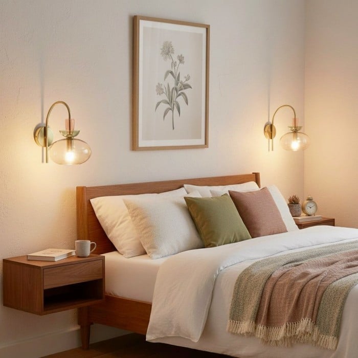 Applique murale décorative Tintora en verre transparent coloré - Fixation en métal - Idéale pour un couloir ou une chambre