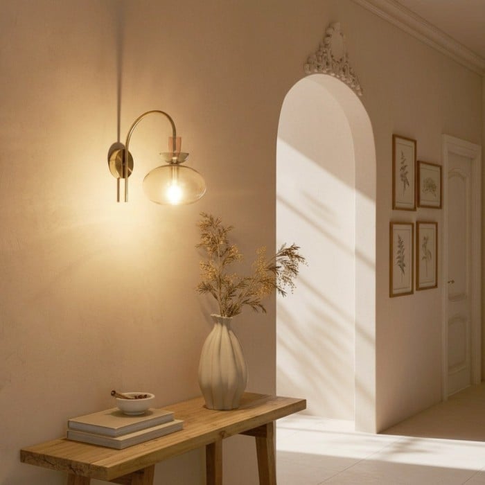 Applique murale décorative Tintora en verre transparent coloré - Fixation en métal - Idéale pour un couloir ou une chambre