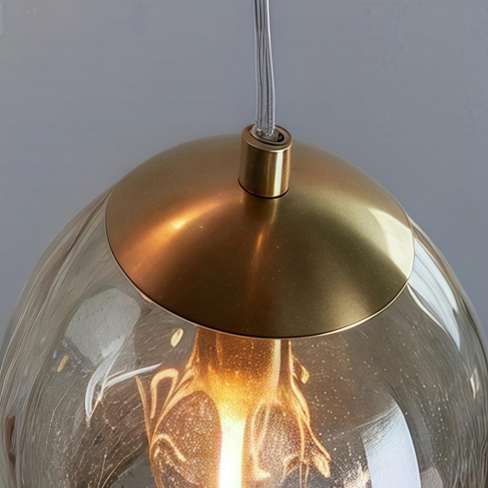 Tracian Dimpled Globes 3-Light Pendant Lamp - Sculptural Amber Lighting Ideal for Lounge or Entryway HL2255