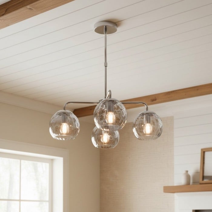 Tracian Glass Mid-Century Modern Globe Pendant Light for Dining Room HL2041