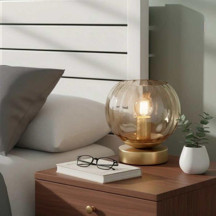 Tracian Modern Dimple Globe Lamp – mosiężna lampa dekoracyjna do sypialni lub salonu HL2250