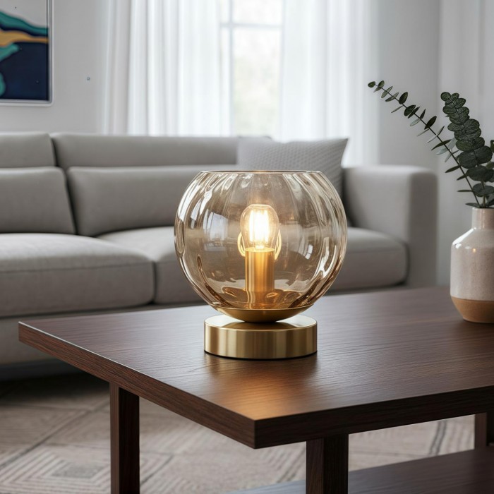 Tracian Modern Dimple Globe Lamp – mosiężna lampa dekoracyjna do sypialni lub salonu HL2250