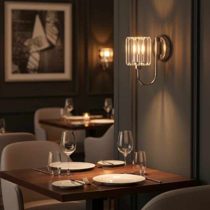 Tracian Wandleuchte mit geschliffenem Glasschirm – Zeitlose Beleuchtung für Eingangsbereiche und Wohnräume HL2039