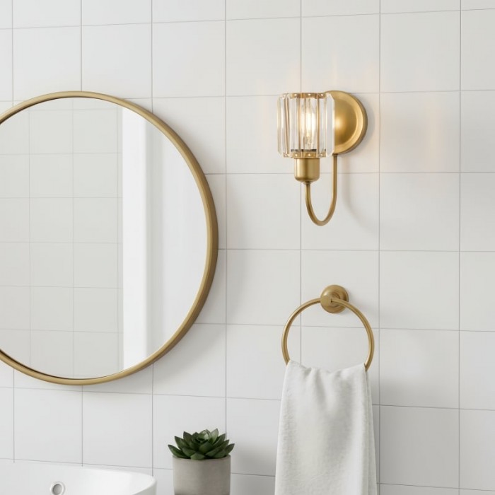 Applique da parete Tracian - Braccio curvo con paralume in vetro o lino per camera da letto HL1953