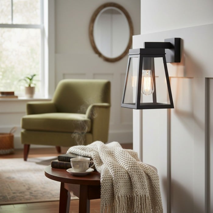 Applique murale d'extérieur Trevanta en verre transparent noir - Éclairage extérieur moderne HL2104