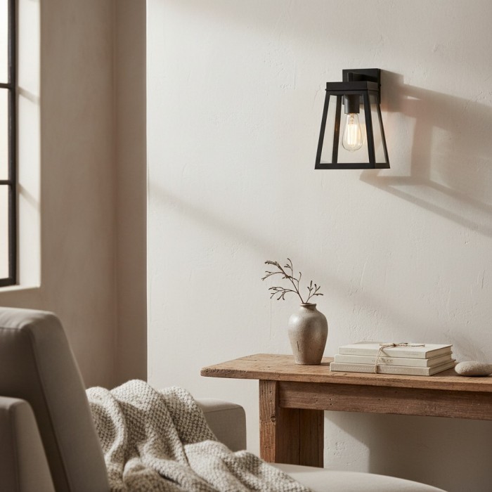 Applique murale d'extérieur Trevanta en verre transparent noir - Éclairage extérieur moderne HL2104