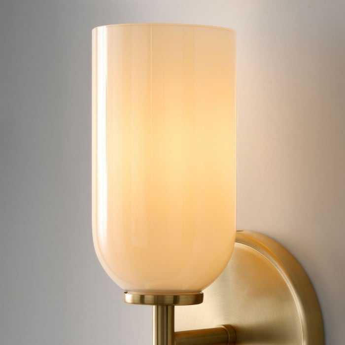 Vega Glass 2 Light Wall Sconce with Champagne Glass Shades - Modern Metal Frame Wall Light for Bathroom & Hallway HL1975