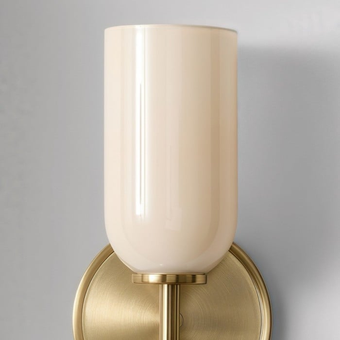 Vega Glass 2 Light Wall Sconce with Champagne Glass Shades - Modern Metal Frame Wall Light for Bathroom & Hallway HL1975