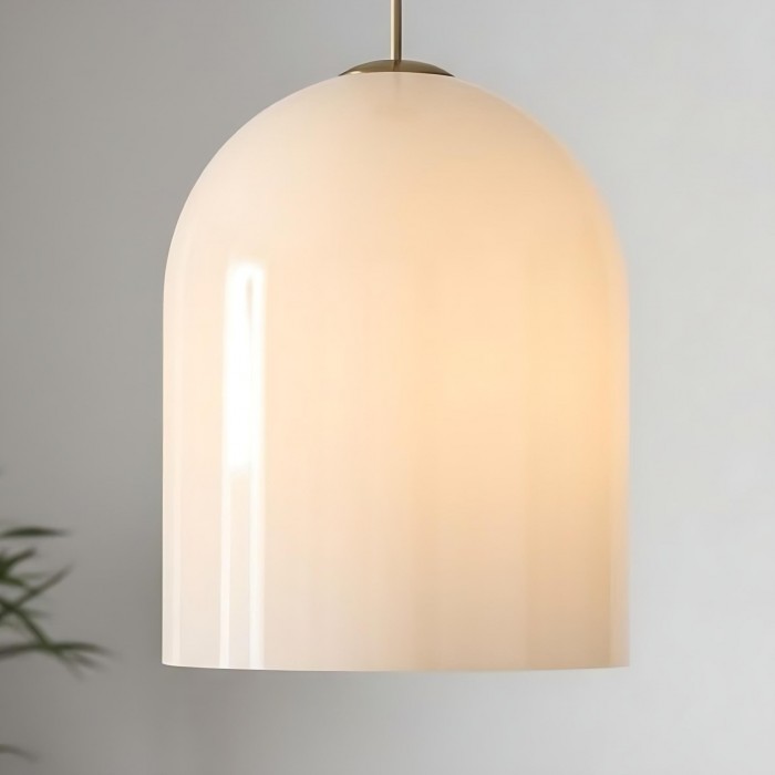 Vega Glass Champagne Iron Frame Pendant - Glass Shade Modern Light for Dining or Kitchen HL1970