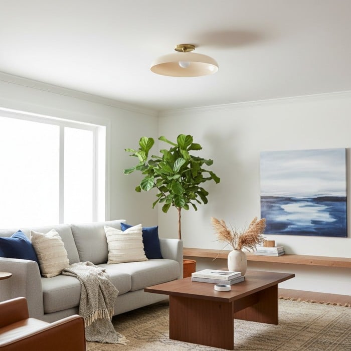 Lampa sufitowa Vega Glass Flush Mount – nowoczesna lampa sufitowa w kolorze szampańskim, do przedpokoju, HL1964