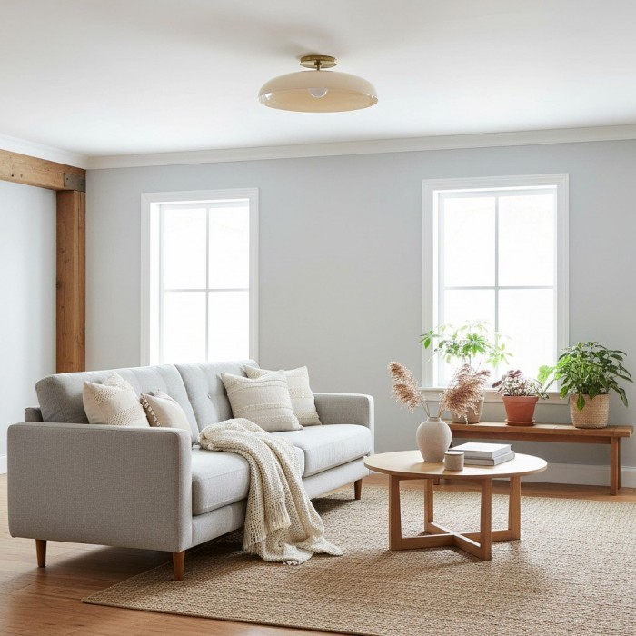 Lampa sufitowa Vega Glass Flush Mount – nowoczesna lampa sufitowa w kolorze szampańskim, do przedpokoju, HL1964