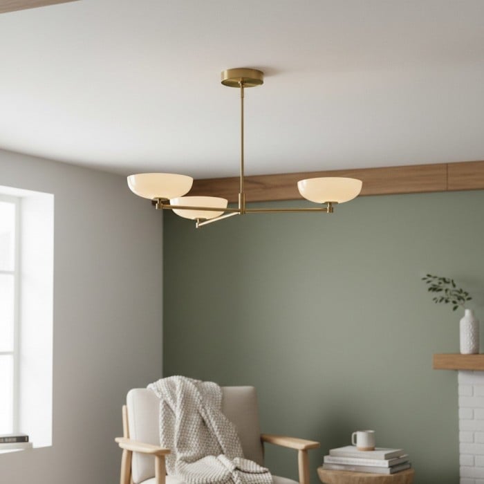 Vega Glass Mid-Century Modern Globe Chandelier with Glass Shades for Dining Room and Kitchen Island HL1971