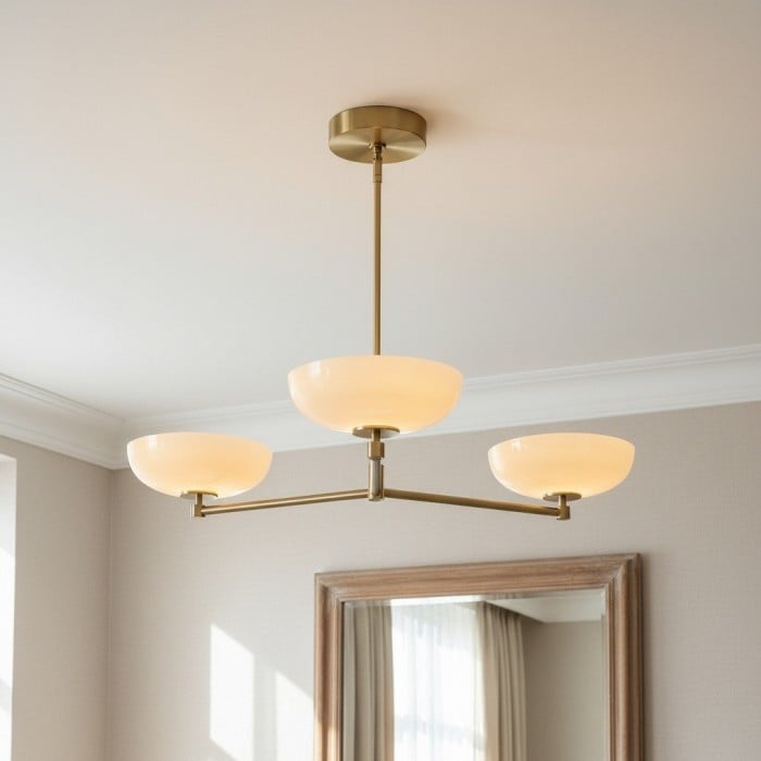 Vega Glass Mid-Century Modern Globe Chandelier with Glass Shades for Dining Room and Kitchen Island HL1971