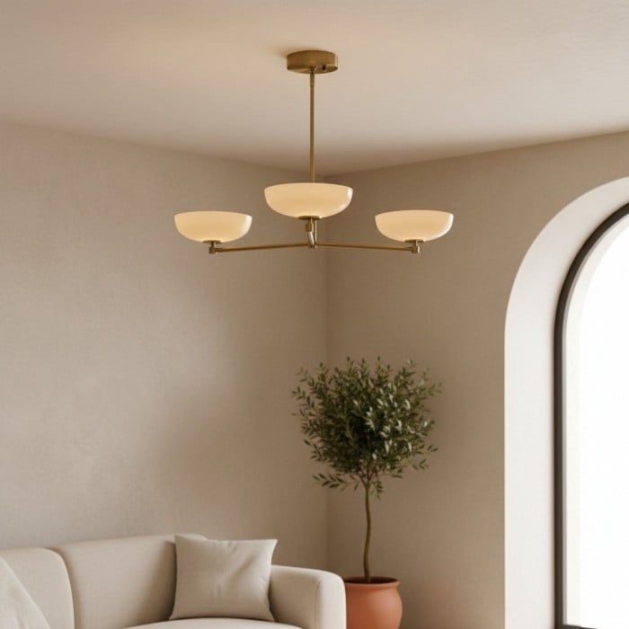 Vega Glass Mid-Century Modern Globe Chandelier with Glass Shades for Dining Room and Kitchen Island HL1971