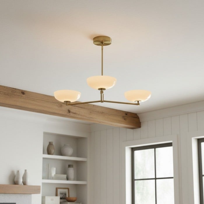 Vega Glass Mid-Century Modern Globe Chandelier with Glass Shades for Dining Room and Kitchen Island HL1971