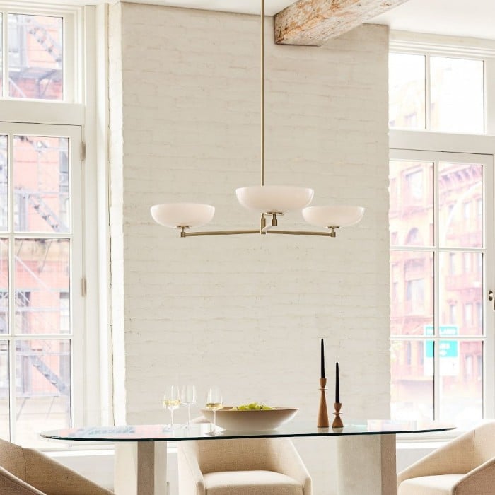 Vega Glass Mid-Century Modern Globe Chandelier with Glass Shades for Dining Room and Kitchen Island HL1971