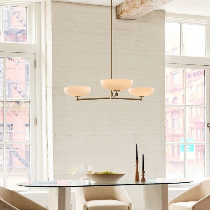 Vega Glass Mid-Century Modern Globe Chandelier with Glass Shades for Dining Room and Kitchen Island HL1971