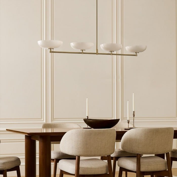 Vega Glass Mid-Century Modern Globe Chandelier with Glass Shades for Dining Room and Kitchen Island HL1971