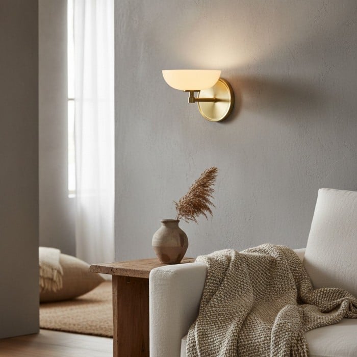 Applique da parete in vetro Vega - Piccola lampada minimalista, elemento decorativo in metallo contemporaneo per corridoio o