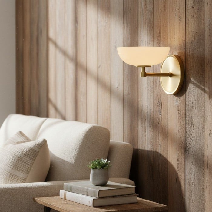 Applique da parete in vetro Vega - Piccola lampada minimalista, elemento decorativo in metallo contemporaneo per corridoio o