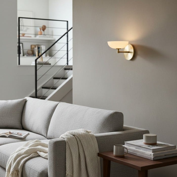 Applique da parete in vetro Vega - Piccola lampada minimalista, elemento decorativo in metallo contemporaneo per corridoio o