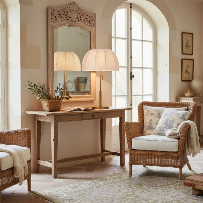 Vellaro Elegant Brass Table Lamp with Fabric Shade - Bedside Light for Contemporary Bedroom HL1877