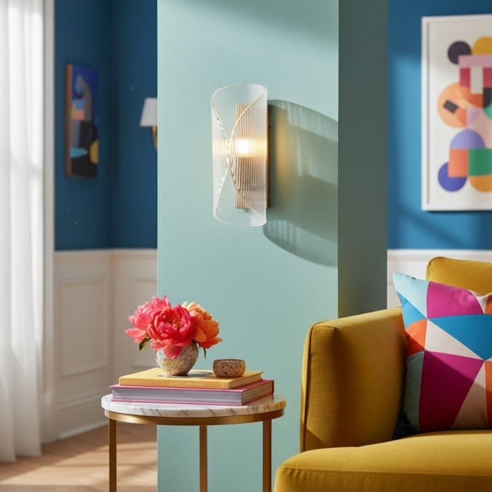 Applique da parete in vetro cilindrico Velora - Applique da parete in ottone raffinato per ingresso o comodino HL1922