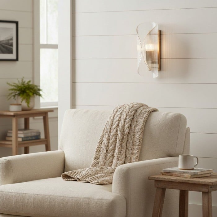 Applique da parete in vetro cilindrico Velora - Applique da parete in ottone raffinato per ingresso o comodino HL1922