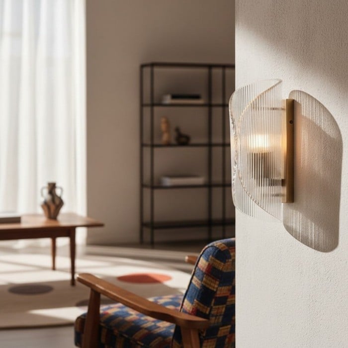 Applique da parete in vetro cilindrico Velora - Applique da parete in ottone raffinato per ingresso o comodino HL1922