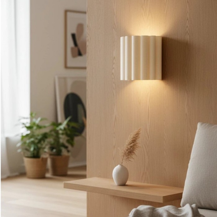 Applique da parete Velura Linen Fold - Tessuto con design plissettato morbido, illuminazione ambientale per camera da letto o