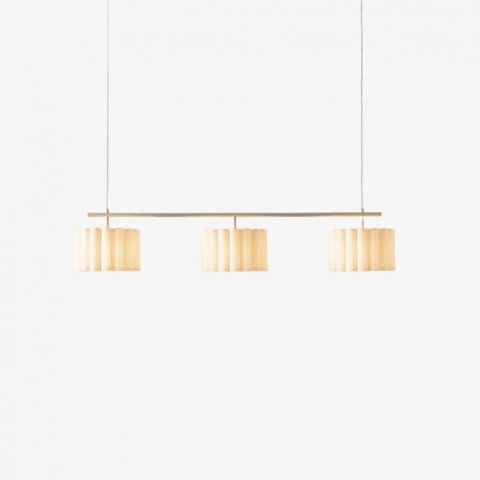 Lampada a sospensione lineare Velura - Paralume in lino naturale per un'atmosfera calda HL2271