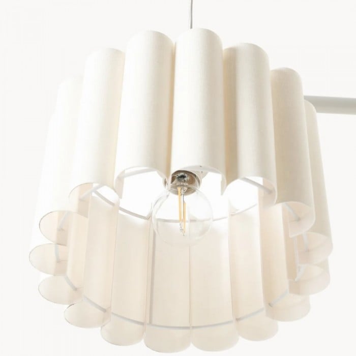 Lampada a sospensione lineare Velura - Paralume in lino naturale per un'atmosfera calda HL2271