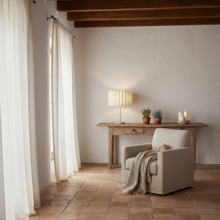 Velura Table Lamp - Beige Linen Shade in Light Beige HL2269