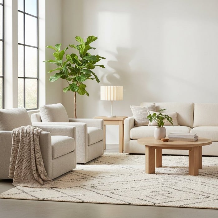 Velura Table Lamp - Beige Linen Shade in Light Beige HL2269