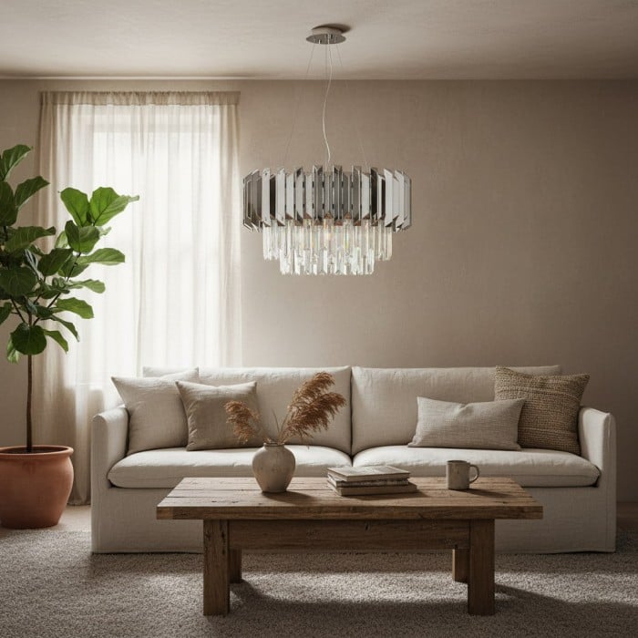 Lámpara colgante de cristal contemporánea Virelia - Lámpara de techo con pantalla de cristal en capas para comedor o sala de