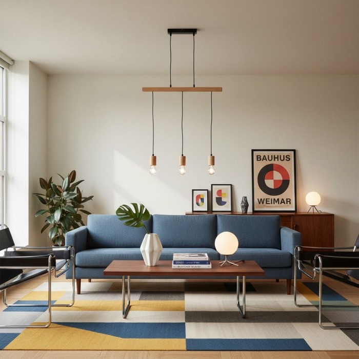 Virell Adjustable Linear Ceiling Light - 3‑Bulb Wooden and Metal Design for Kitchen Island or Office HL2064