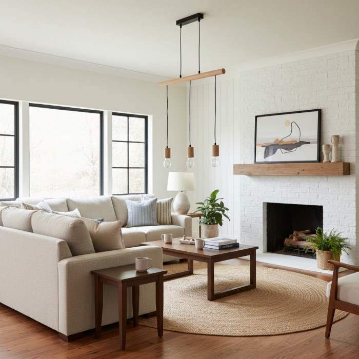 Virell Adjustable Linear Ceiling Light - 3‑Bulb Wooden and Metal Design for Kitchen Island or Office HL2064