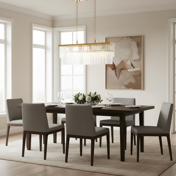 Vitralon Lineaire Hanglamp - Diamantvormige Glazen Lampenkap (Kristalhelder) - Geschikt voor Woon- en Eetkamer HL2139