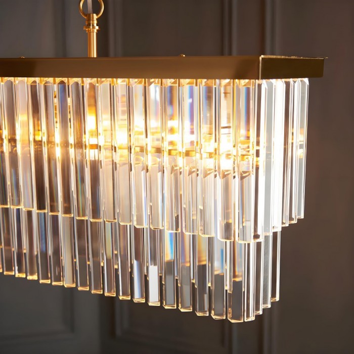 Vitralon Lineaire Hanglamp - Diamantvormige Glazen Lampenkap (Kristalhelder) - Geschikt voor Woon- en Eetkamer HL2139