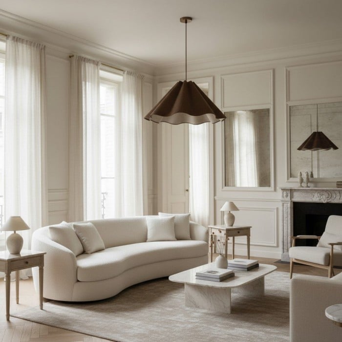 Weavara Skulpturale Pendelleuchte aus Stoff und Metall – Moderne Hängelampe für Ess- oder Wohnzimmer HL1850