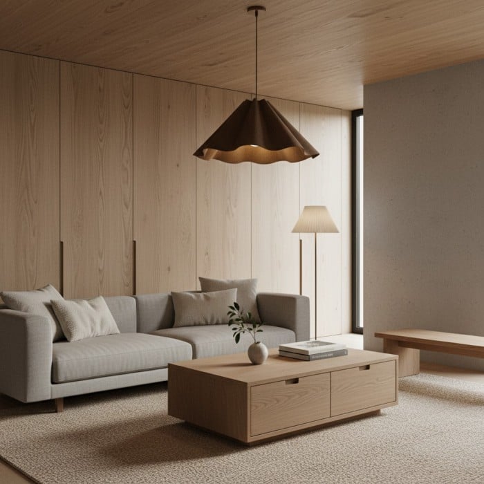 Weavara Skulpturale Pendelleuchte aus Stoff und Metall – Moderne Hängelampe für Ess- oder Wohnzimmer HL1850