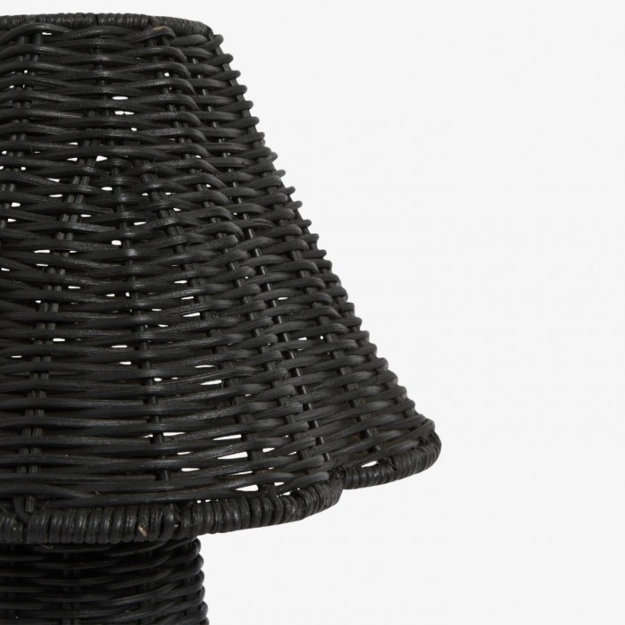 Lámpara de mesa pequeña de ratán escultural Wickara - Acabado tejido natural, ideal para mesas auxiliares y entradas HL1881