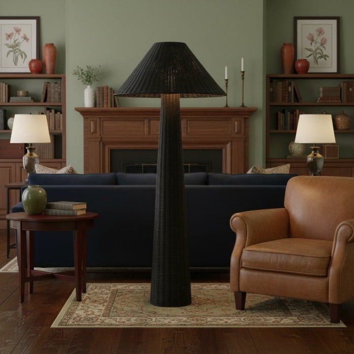 Wickara Woven Floor Lamp - Sculptural rattan design with natural rattan style, suitable for living room & bedroom HL1858