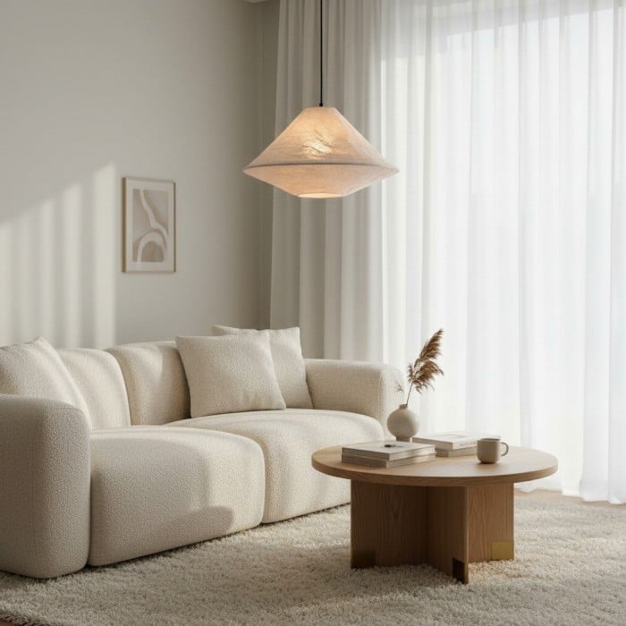 Abat-jour pliable en tissu Zalen - Suspension tissée artisanale pour salle à manger et entrée HL1918