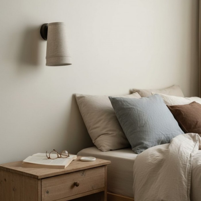 Kinkiet Zalen z teksturą lnu i brązu – miękki kinkiet w stylu retro do kącika do czytania HL1912