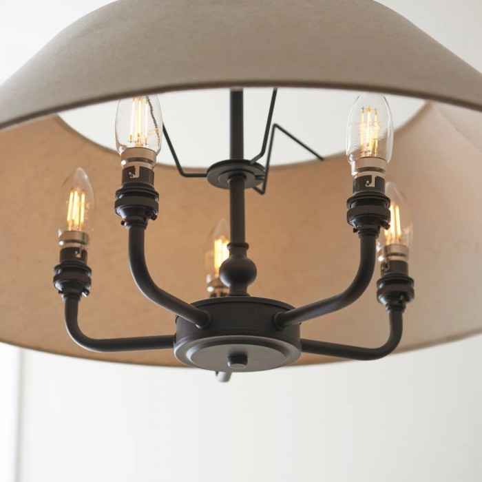 Zevatik Pendellampa med Linneskärm - Klassisk Multi-Lampdesign för Matsal och Vardagsrum HL2075