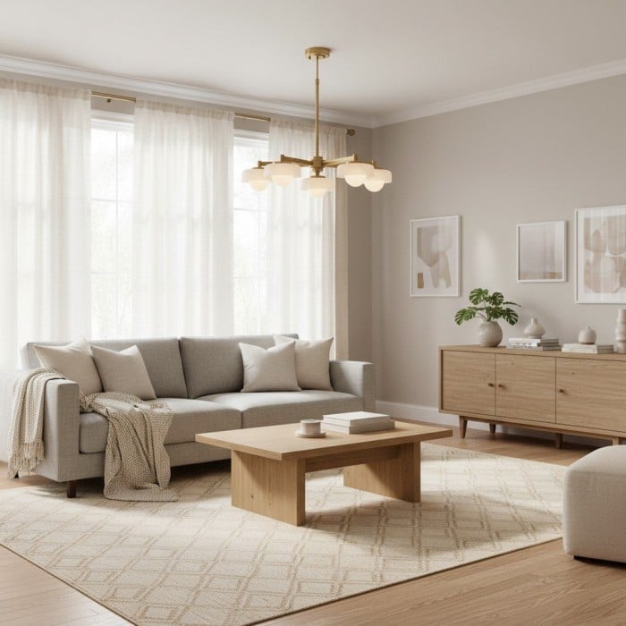 Lámpara colgante Zirvos con esferas de ópalo esmerilado y marco de latón cepillado para sala de estar y comedor HL2132