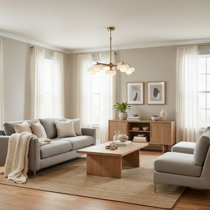 Lámpara colgante Zirvos con esferas de ópalo esmerilado y marco de latón cepillado para sala de estar y comedor HL2132