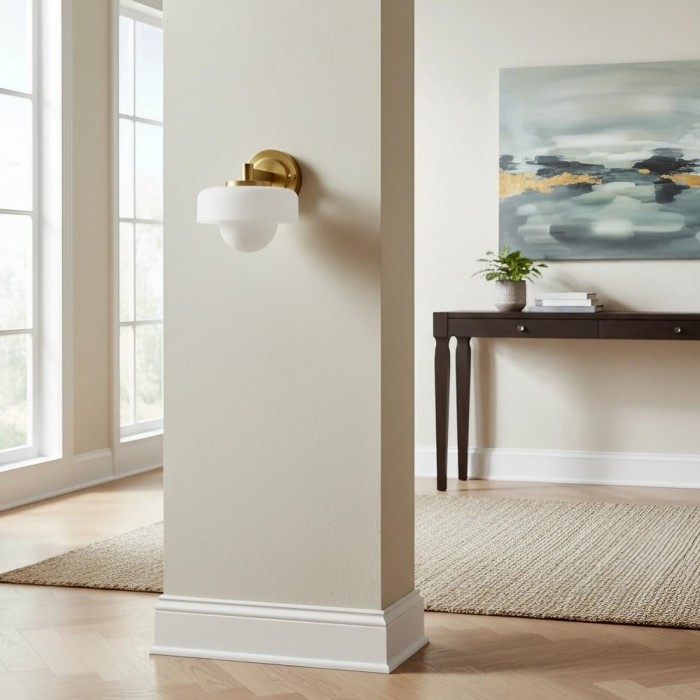 Applique da parete in vetro Zirvos Retro Globe - Elegante lampada da parete con paralume in ottone per corridoio HL2042