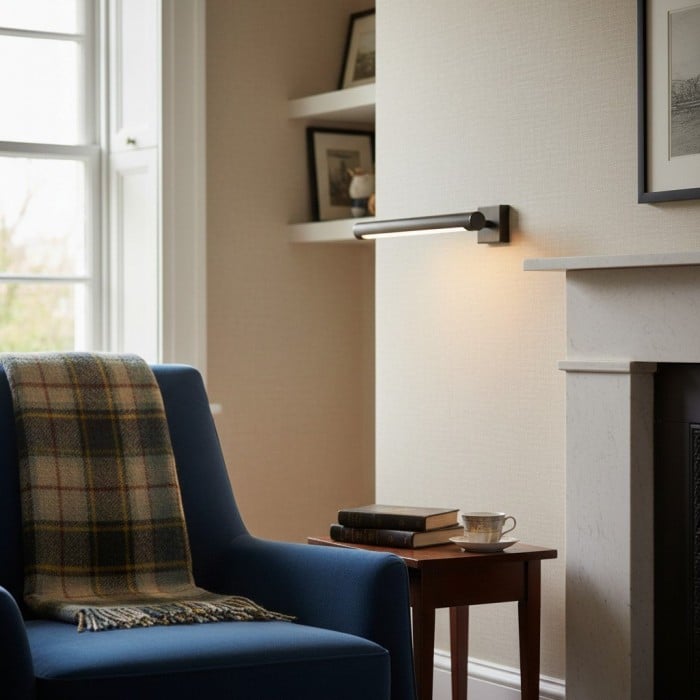 Zorv Sleek Picture Light - Applique da parete con struttura in metallo scanalato per esposizione di opere d'arte o foto HL1933